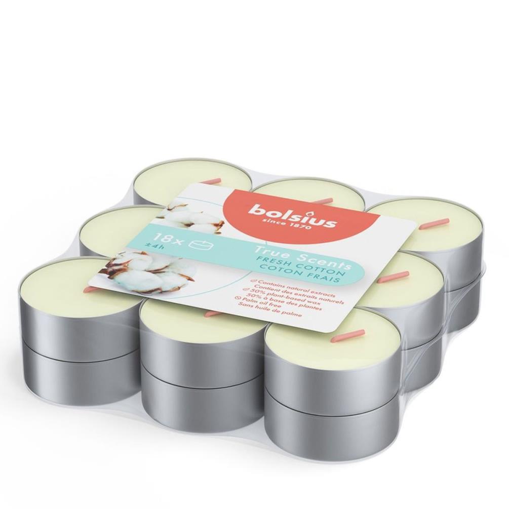 Bolsius Fresh Cotton 4 Hour Tealights (Pack of 18) £4.72